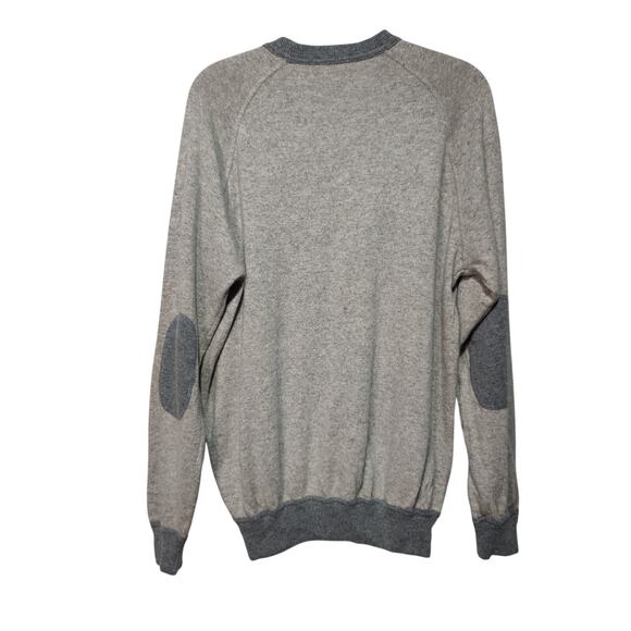 Rossopuro Men's Grey Wool Cashmere Sweater Elbow Patches Crew Neck Pullover - Picture 5 of 5